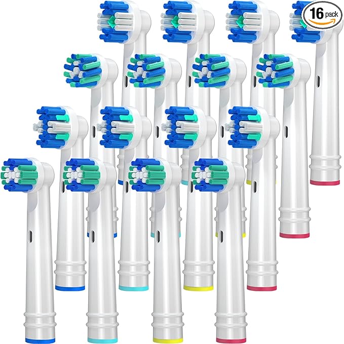 Replacement Brush Heads for Oral B, 16 Pcs Toothbrush Replacement Heads Compatible with Oral B Pro1000 Pro3000 Pro5000 Pro7000, Includes 4 Floss, 4 Cross, 4 Precision & 4 Whitening Brush Heads