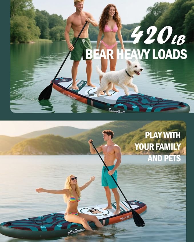 11'Stand Up Paddle Boards Surf Control with Premium SUP Board Accessories Backpack & Removable Fins, 34" Wide Inflatable Paddle Boards of All Skill Levels-StrideForce Fitness