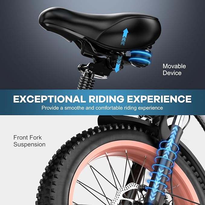 Foldable Electric Bike for Adults, Peak 1000W Brushless Motor 30MPH 70Miles City Commuter Ebike, 48V 20AH Lithium Battery, 20" Fat Tire 7-Speed E-Bicycle with Front Suspension Colourful LCD Display-StrideForce Fitness