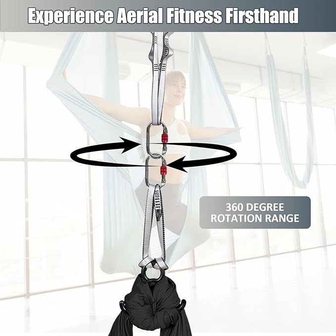 Aerial Silks Kit & Aerial Yoga Hammock - 11Yd Premium Fabric Hardware - Easy Setup for Flying Yoga, Aerial Swing & Fitness - Supports Up to 14ft Rigging-StrideForce Fitness