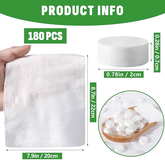 180 PCS Compressed Towel, Mini Compressed Towel Tablets, Disposable Compressed Face Towels, Camping Towel, Portable Bulk Compressed Coin Tissues for Home, Travel, Outdoor Sports-StrideForce Fitness