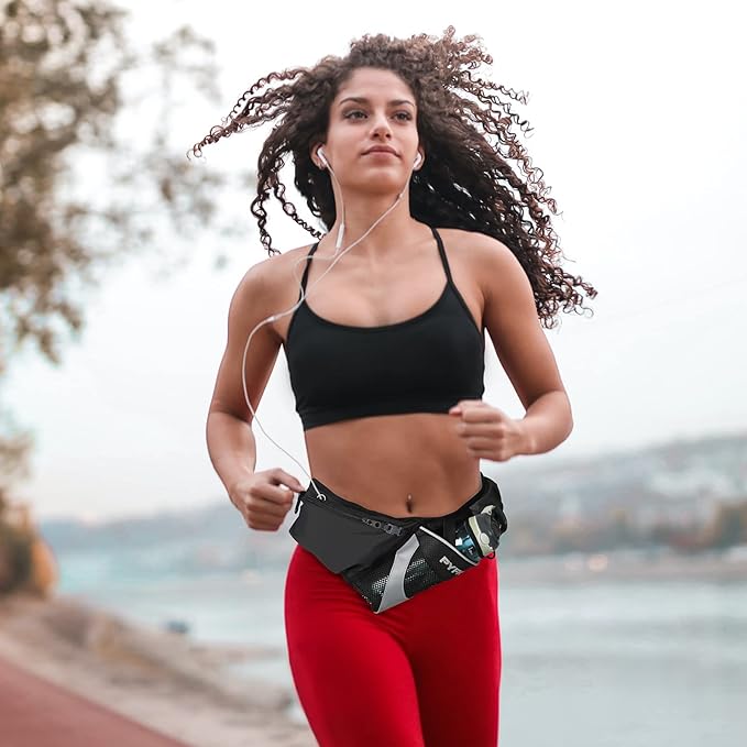 PYFK Running Belt Hydration Waist Pack with Water Bottle Holder for Men Women Waist Pouch Fanny Bag Reflective-StrideForce Fitness