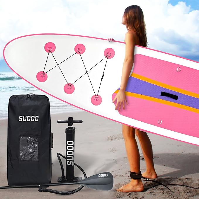 Inflatable Stand Up Paddle Board 10‘x30‘‘- Ultra-Light SUP with Backpack, Pump, Paddle, Coil Leash, 3 Fins, Repair Kit, Stable Design, Non-Slip EVA Deck for Adults & Youth-StrideForce Fitness