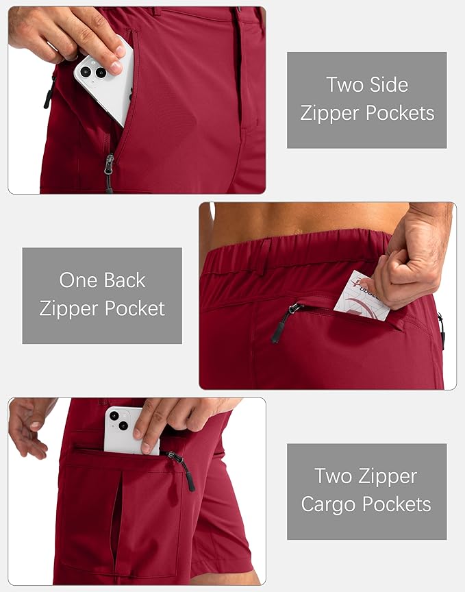 Pudolla Men's Hiking Cargo Shorts 9" Lightweight Outdoor Work Shorts for Men Travel Golf Camping Casual with 5 Zipper Pockets-StrideForce Fitness