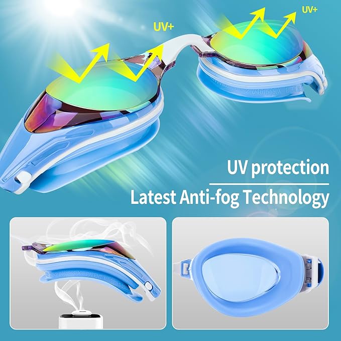 Nearsighted Swim Goggles, Shortsighted Optical Swimming Goggles No Leaking Anti Fog UV Protection for Adult Men Women-StrideForce Fitness
