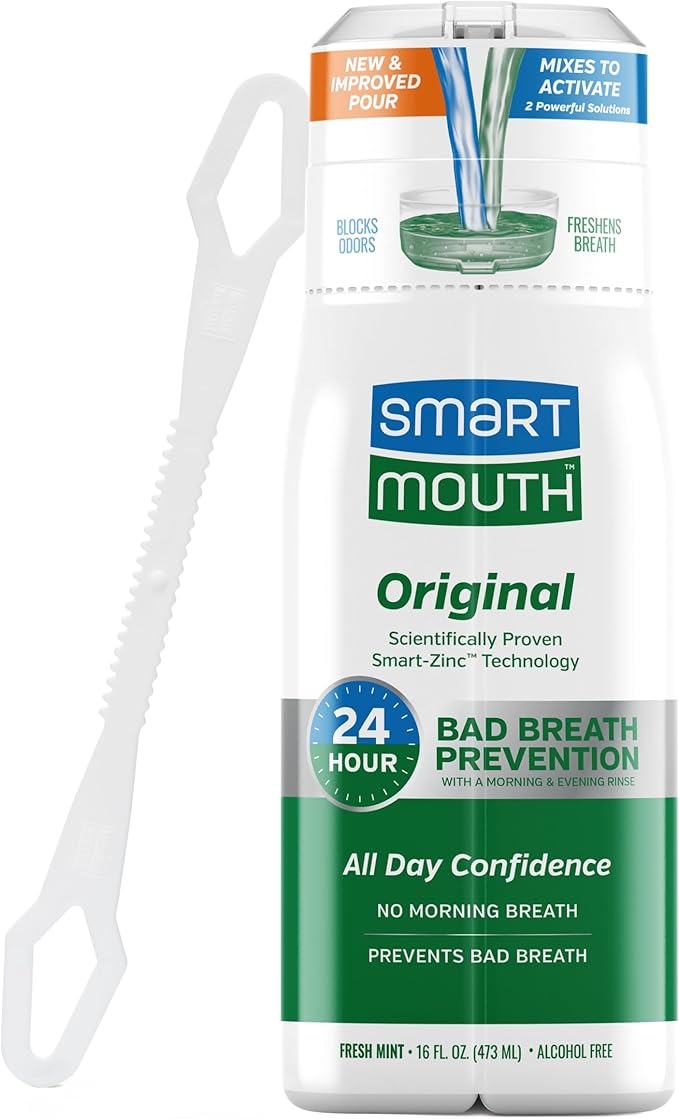 SmartMouth Original Activated Mouthwash & Tongue Cleaner, Bad Breath Support, Mint