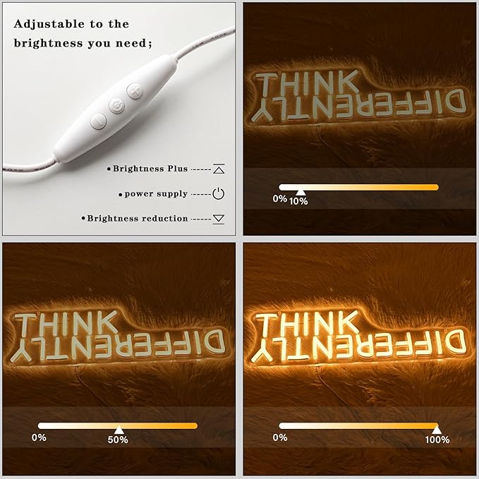 Think Differently Neon Sign for Wall Decor Letter Neon Light Classroom LED Neon Signs Classroom LED Neon Light for Classroom Office Study Room Library Bedroom Decoration-StrideForce Fitness