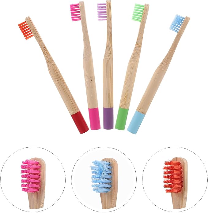 TOYANDONA 5Pcs Toothbrush with Charcoal Soft Bristles Ergonomic Round Handle Portable Manual Tooth Brush for Comfortable Grip Design Random Color