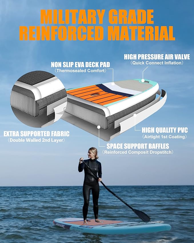 Highpi Inflatable Stand Up Paddle Board for Youth and Adults – Wide Sup with Premium Accessories, Blow Up Paddleboard for Surfing, Fishing, Yoga & More-StrideForce Fitness