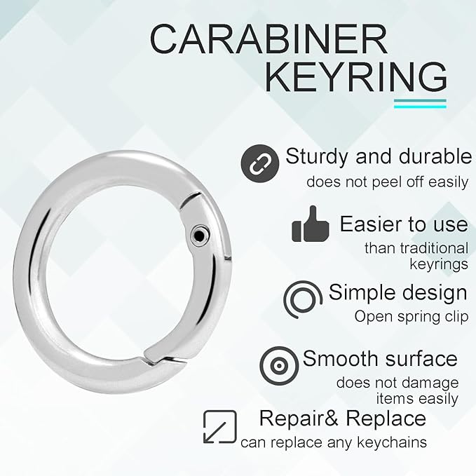 10 Pack 3/4 Inch Trigger Spring O Rings, Metal Round Carabiner Clip Snap Hook, Spring Keyring Buckles for Replacement Purse Strap, Paracord Lanyard Clips, Keychain Rings Hardware DIY Crafts Making-StrideForce Fitness