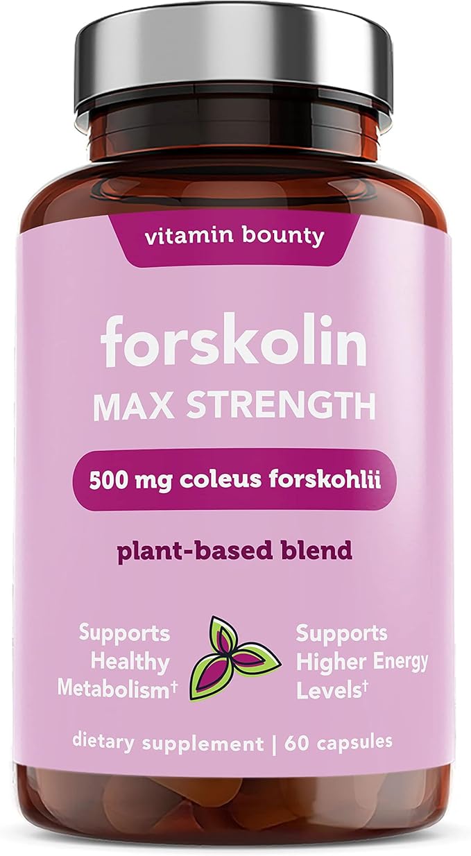 Vitamin Bounty Forskolin Maximum Strength for Weight Loss - Natural Coleus Forskohlii Root Extract Supplement - 20% Standardized Forskolin Powder - Weight Management Support - 60 Capsules-StrideForce Fitness