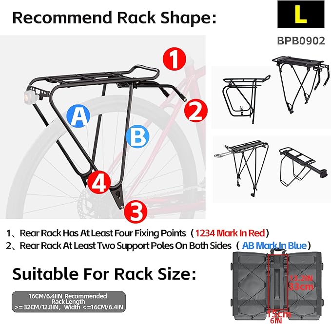 Bike Panniers Bike Bags Waterproof 40L Bicycle Saddle Bags for Rear Rack Luggage Trunk Bag Double Side Pannier Bag with Rain Cover Cycling Accessories, Black-L-StrideForce Fitness