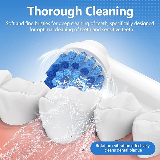 THISONG Sensitive Replacement Brush Heads for Braun Electric Toothbrush, Soft Bristles Provide A Comfortable and Gentle Brushing Experience for Sensitive Gums, Pack of 8