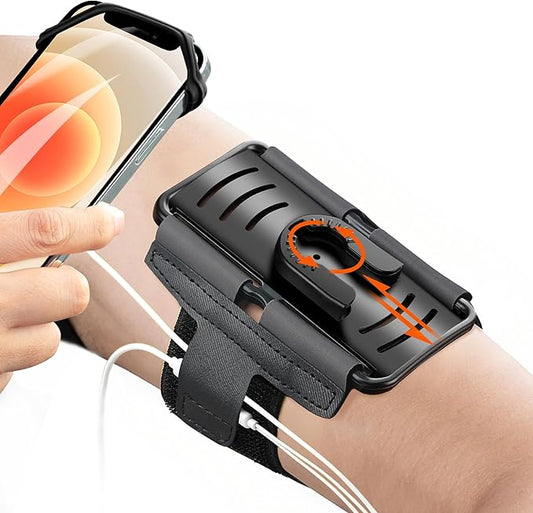 Cell Phone Running Armband - Detachable & 360° Rotatable Universal Cellphone Arm Band for iPhone 17 16 15 14 13 Pro Max Plus Samsung Galaxy Note S24 S23 for Workout Exercising Walking Jogging-StrideForce Fitness