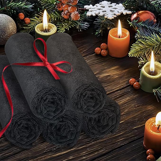 24 Pack Salon Towels - Highly Absorbent and Quick Drying Hand Towels, Premium Wash Cloths for Bathroom, Gym, Shower, Hotel, and Spa - 16x27 inch (Black)-StrideForce Fitness