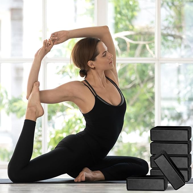 Yilloog 20 Pcs Foam EVA Yoga Blocks - High Density Non Slip Supportive Foam Blocks - Lightweight Black Yoga Bricks - Props for Women, Men, Beginners, Pilates, Meditation-StrideForce Fitness