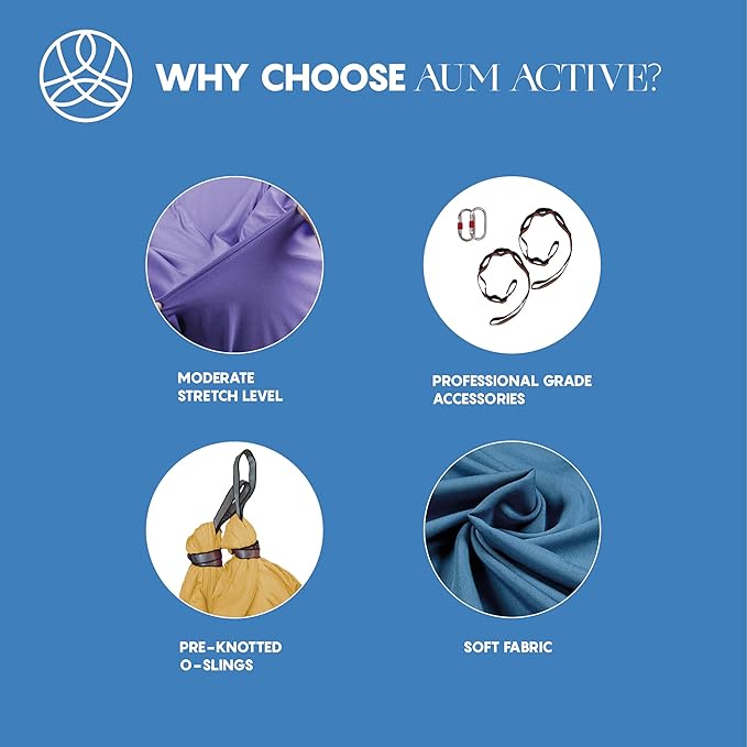 Aerial Silk Yoga Hammock & Swing for Home, Inversion Exercises, Starter Kit for All Levels - Durable with Extension Straps, Carabiners, and Pose Guide-StrideForce Fitness