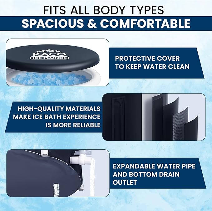 Ice Plunge Tub – Large Insulated Ice Bath for Cold Water Therapy – 100 Gallon Portable Ice Barrel for Athletes, Recovery & Wellness – Durable PVC, Easy Setup, Leakproof & Spacious-StrideForce Fitness