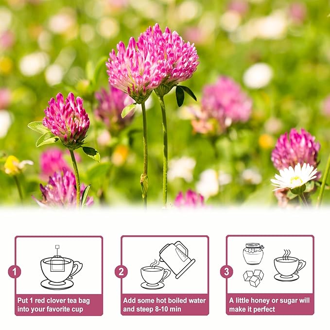 TEARELAE - Red Clover Tea Bags, 40 Count - Premium Natural Red Clover Herb - Caffeine-free Herbal Tea - Non-GMO - Support Skin Health-StrideForce Fitness