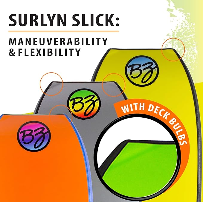 BZ Bodyboards - Accel Pro Board - Crescent Tail, Slick Bulbs, Contoured Deck Cutting Edge, High Performance - Advanced Riders-StrideForce Fitness