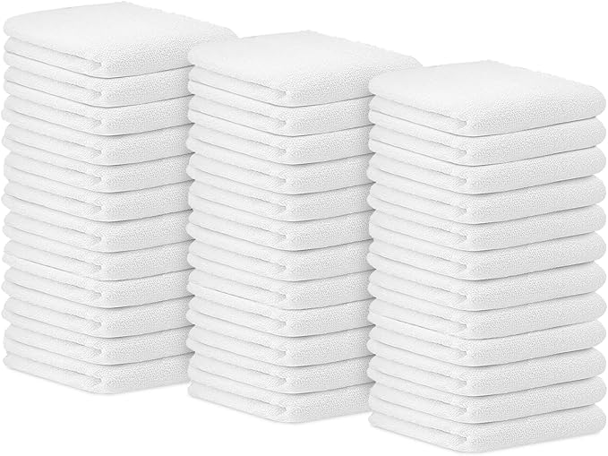 Avalon Towels Terry Bar Mop Towels (Value Pack of 36) Size 14"x17" – Absorbent and Durable, Multipurpose Cleaning Rags, Cotton Cleaning Cloths, Terry Cloth Rags, Reusable Shop Rag (White)-StrideForce Fitness