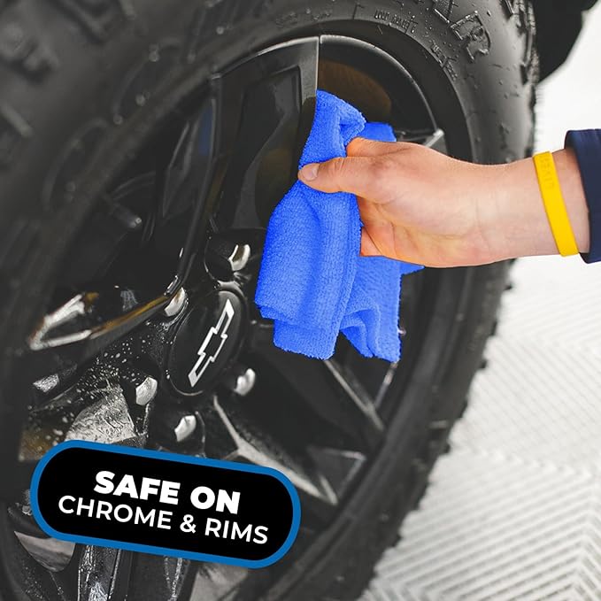 The Rag Company - Edgeless 365 Microfiber Towels (10-Pack) Premium 70/30 Blend, Professional Polishing, Wax Removal, Auto Detailing, 365gsm, 16in x 16n, Royal Blue-StrideForce Fitness