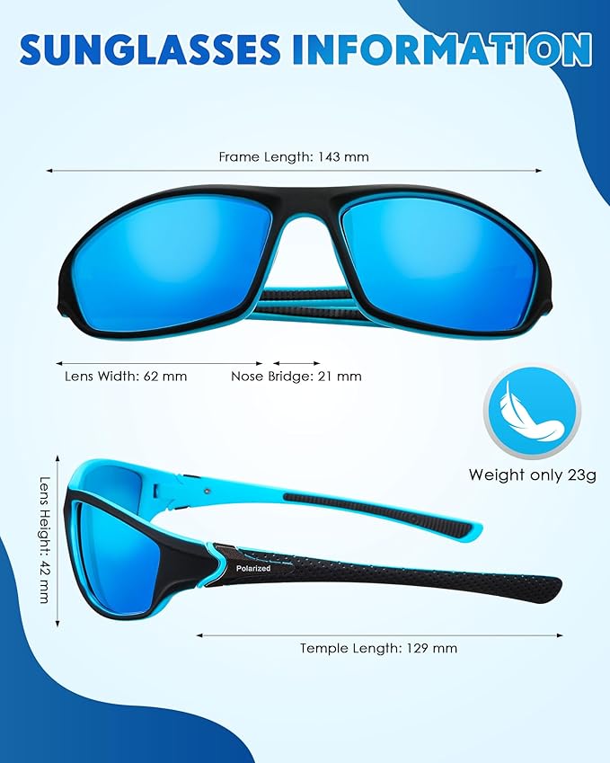 Frienda 6 Pack Polarized Sport Sunglasses for Men Multipack Fit over Glasses Pack Lot Set Men's Sport Fishing Eyeglasses-StrideForce Fitness