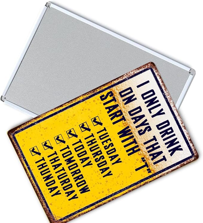 Bar Signs For Home Bar Metal Tin Sign Funny Man Cave Decor Beer Signs Garage Bar Accessories For Men Mancave Wall Decorations Outdoor I Only Drink On Days That Start With T Sign 8x12 Inches-StrideForce Fitness