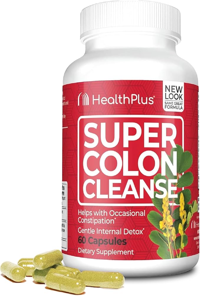 Health Plus Super Colon Cleanse 15 Day Supply of Gentle Gut Cleanse Detox, Psyllium Husk, Probiotics for Constipation Relief & Digestive Support, 60 Capsules-StrideForce Fitness