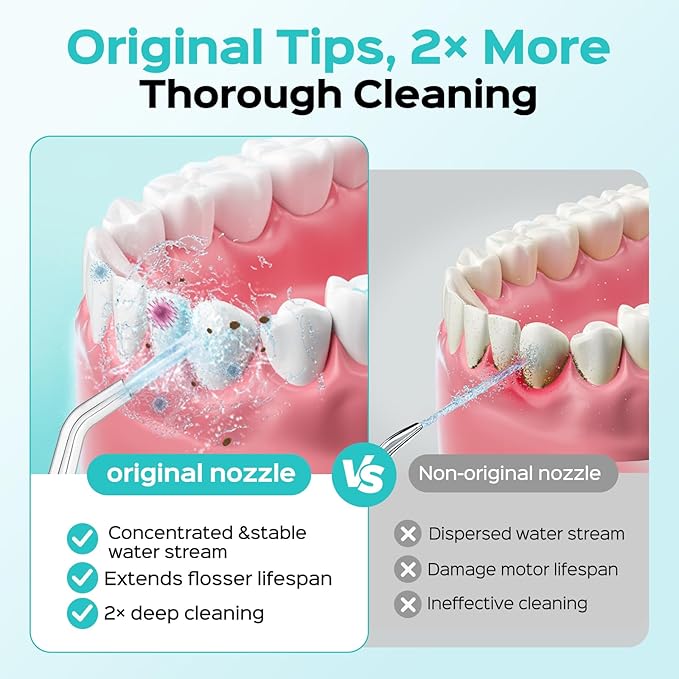 COSLUS Original Water Flosser Replacement Tips: Replacement Heads Compatible with COSLUS, Aquasonic, Nicwell, Oralfree, WELLFINE, Tovendor Water Dental Pick,Flosser Accessory, 4 Orthodontic Tips