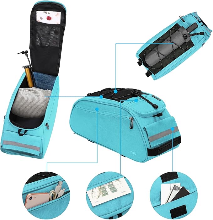 MOSISO Bike Rack Bag, Waterproof Bicycle Trunk Pannier Rear Seat Pouch Cycling Bike Carrier Backseat Storage Luggage Saddle Shoulder Bag-StrideForce Fitness