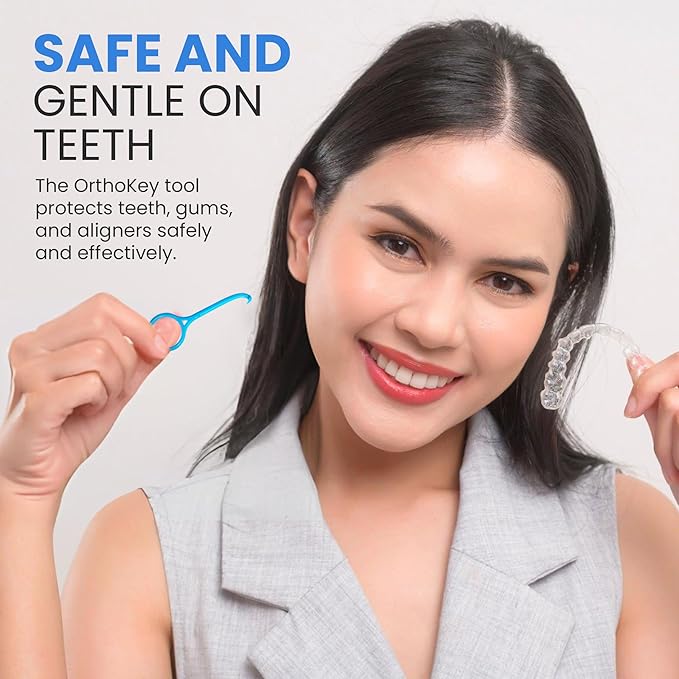 OrthoKey Clear Aligner Removal Tool - Unleash Precision: Grabber Remover for Braces & Retainers | Elevate Dental Care with Ortho Tools for Orthodontic Care | Small Blue, 30-Pack.