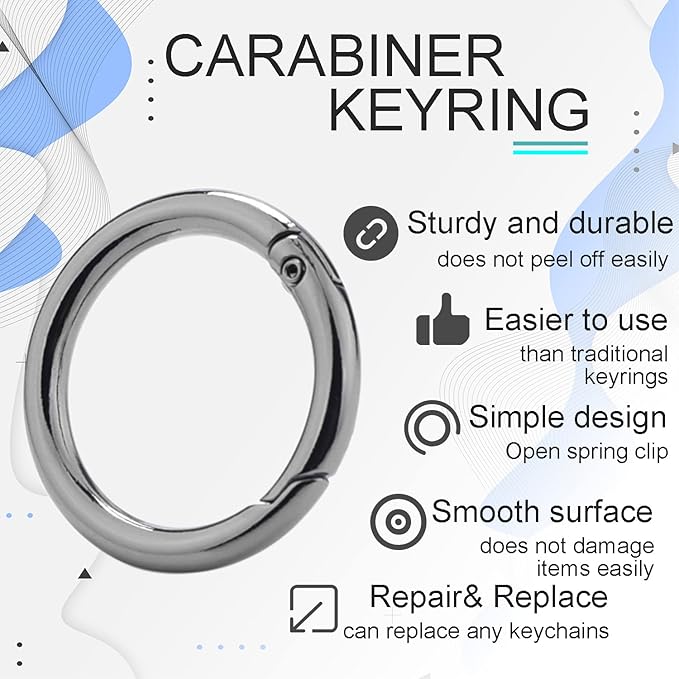 10Pack 1 Inch Metal Spring O Rings Clip Keychain, Round Carabiner Clips Keyrings Snap Hook Buckle, Purse Shoulder Bag Chain Rings Clip Replacement Paracord Keychain Lanyard Leather DIY Crafts (Black)-StrideForce Fitness