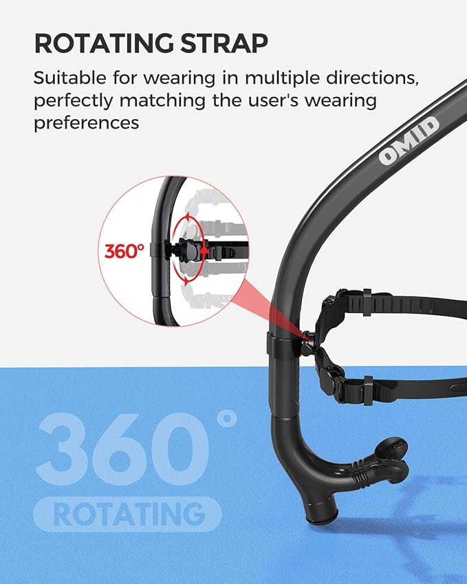 OMID SN1 Snorkel for Adult Youth, Diving Snorkel with One-Way Purge Valve, Food-Grade Silicone Mouthpiece-StrideForce Fitness