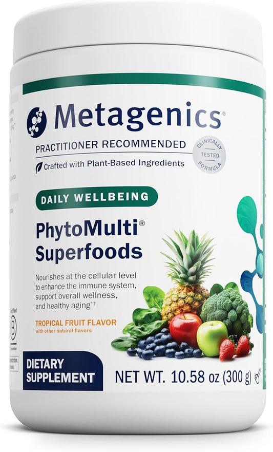 Metagenics PhytoMulti Superfoods - Organic Fruit & Vegetable Superfood Powder Blend - for Overall Wellness & Immune System Support - Tropical Fruit Flavor - 29 Servings - 10.58 Oz-StrideForce Fitness