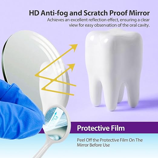 100 PCs Dental Grade Disposable Dental Mouth Mirrors with Spatula Handle by Omnia ONE | Fog-Free, Dual-Purpose Design – Clear Visibility & Tongue Retraction – Ideal for Exams & Procedures