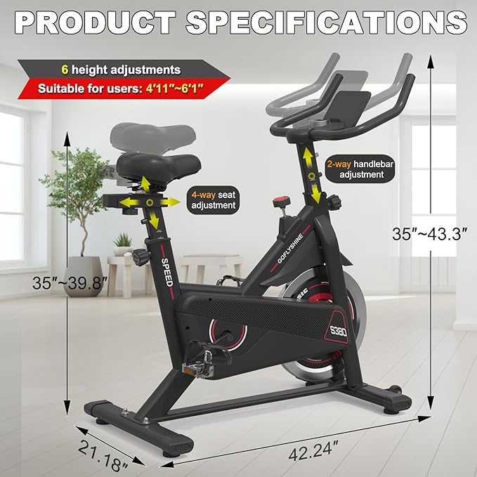 Exercise Bikes Stationary,Exercise Bike for Home Indoor Cycling Bike for Home Cardio Gym,Workout Bike with Ipad Mount & LCD Monitor,Silent Belt Drive-StrideForce Fitness