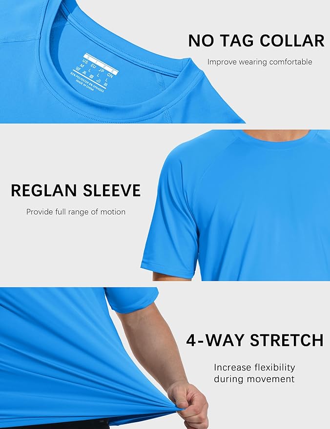 MAGCOMSEN Men's Short Sleeve UPF 50+ Sun Protection Shirts Quick Dry Athletic T-Shirt Hiking Running Swimming Rash Guard-StrideForce Fitness