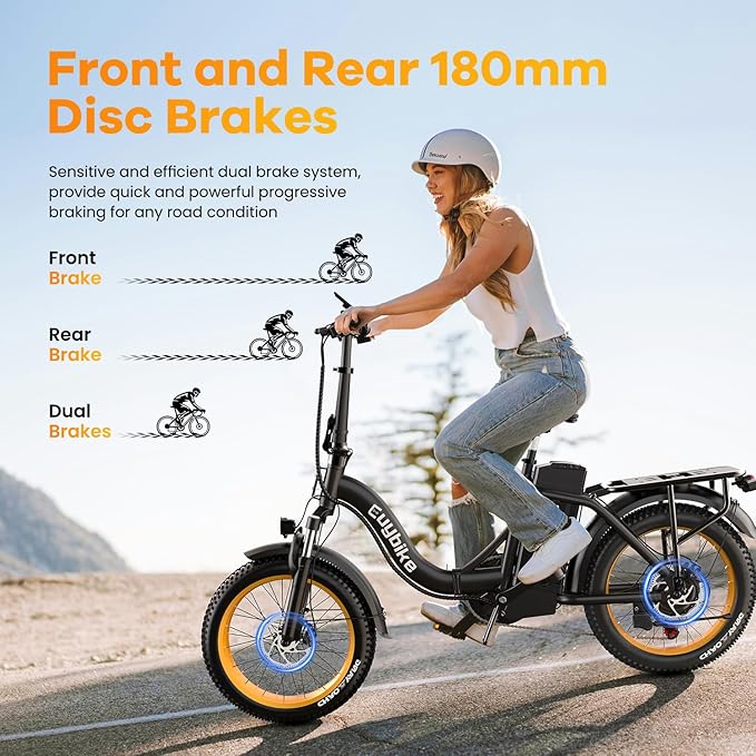 Folding Electric Bike for Adults with Peak 1000W Motor, 48V 20AH Battery up to 30MPH 80 Miles, 20" Fat Tire All Terrain Ebike, Front Suspension 7-Speed Commuter E Bike, Step-Thru, UL Certified-StrideForce Fitness