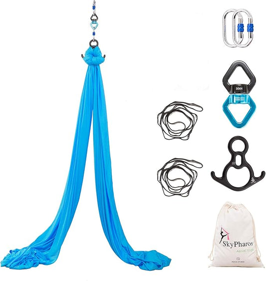 Aerial Silks Yoga Swing Set - 9/11 Yards Aerial Yoga Hammock Kit Anti-Gravity Flying for Fitness, Low/Non Stretch Nylon Tricot Fabric Hardware Included for Dance-StrideForce Fitness