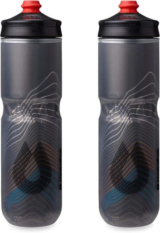 HydraPak Polar Surge Insulated Bike Water Bottle 2-Pack (20oz or 24oz) - High Flow, Fits Most Bike Cages, For Cycling & Sports-StrideForce Fitness