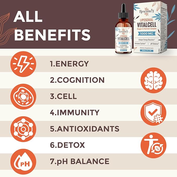 13-in-1 Liquid Oxygen & Nutrient Supplement for Energy, Altitude Support, Performance, Antioxidant, Immune, Fatigue & Detox, Liposomal for High Absorption, pH Balance, Organic, Gluten Free, 6 Fl Oz-StrideForce Fitness