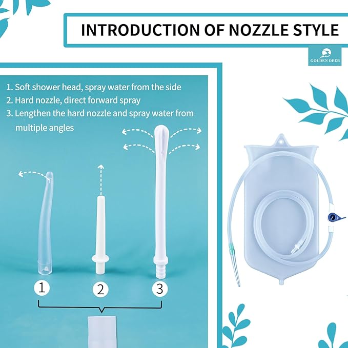 Silicone Enema Bag Kit - 2 Quart Capacity, 5 Multi-Size Reusable, Controlled Water Flow for Colon Detox Cleanse Enemas-StrideForce Fitness