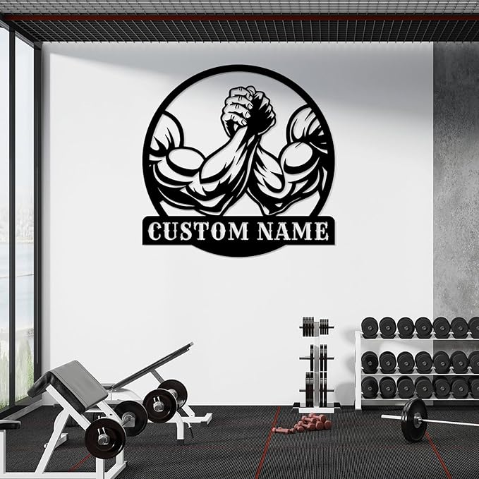 Customized Metal Gym Name Sign, Personalized Sports Room Wall Art,Metal Gym Sign,Unique Fitness Wall Sign, Gym Lovers Unique Gift, Gym Wall Art,Training Center Sign (Style-10)-StrideForce Fitness