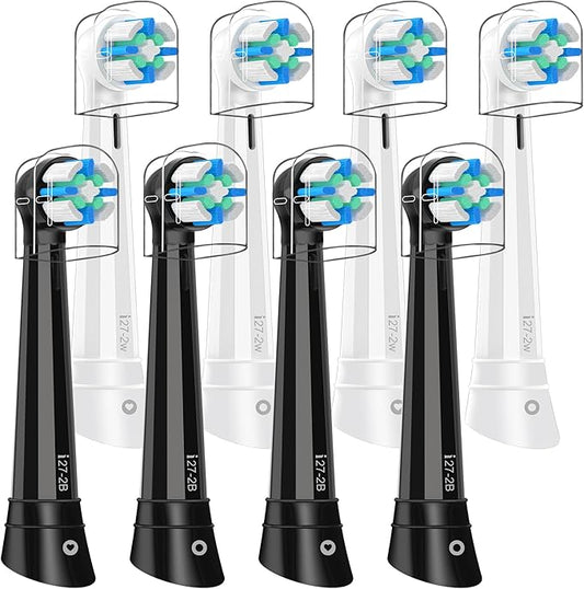 8 Pack Replacement Heads Compatible with Oral B IO 2/3/4/5/6/7/8/9/10/Deep Clean Series Electric Toothbrush, Brush Heads Refill Compatible with Oral B IO for Teeth and Gums Care (Black/White)