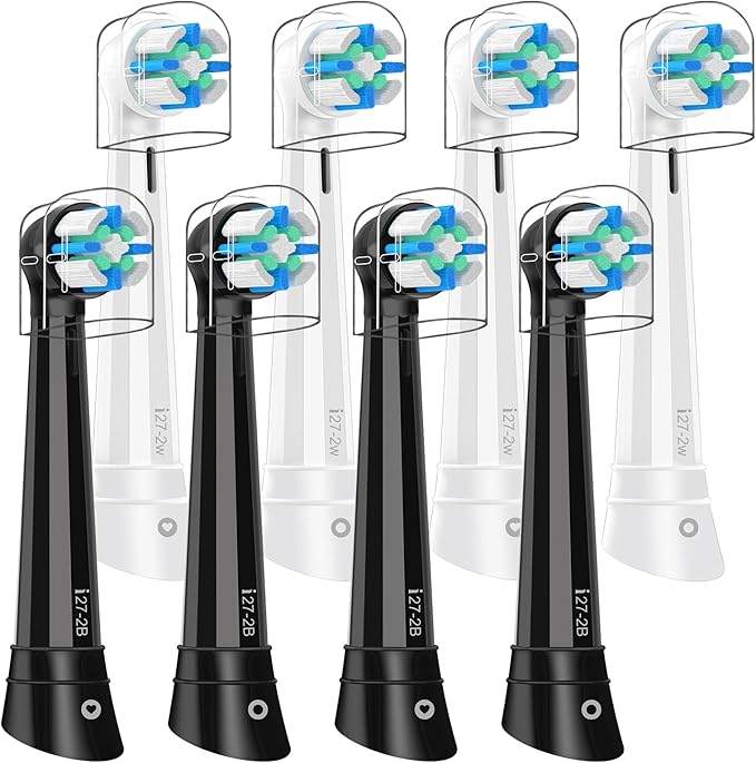 Toothbrush Heads Compatible with Oral b IO, Replacement Heads Compatible with Oral b IO 2/3/4/5/6/7/8/9/10/Deep Clean Series Electric Toothbrush (8 Black/White)