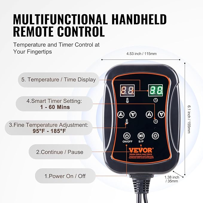 VEVOR Sauna Blanket for Detoxification, Portable Far Infrared Sauna for Home, PU Sauna Bag w/Therapy Stones & Carbon Fiber Heating, 1-6 Level Adjustable Temp 95-185℉, 1-60 Minutes Timer, 75 x 35in-StrideForce Fitness