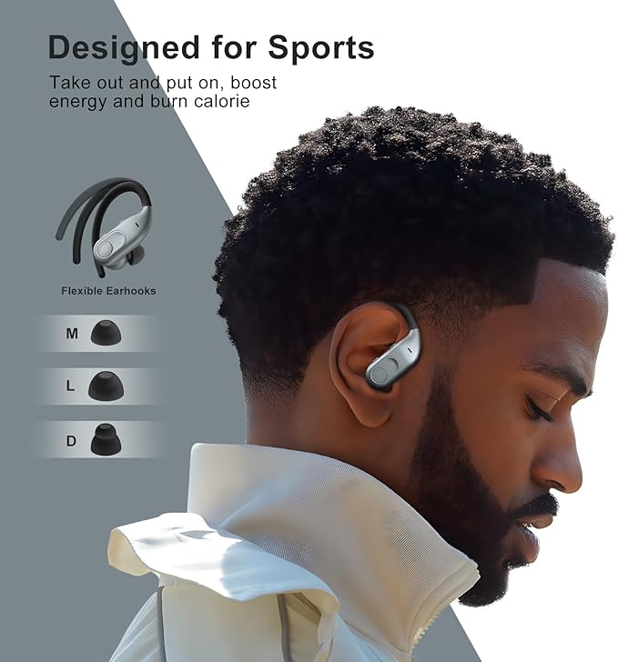 Wireless Earbuds Bluetooth Headphones 130Hrs Playtime with 2500mAh Wireless Charging Case LED Diaplay Hi-Fi Waterproof Over Ear Earphones for Sports Running Workout Gaming-StrideForce Fitness