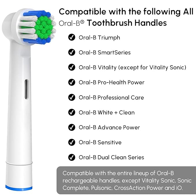 Replacement Toothbrush Heads Compatible with Oral-B Braun, 4 Pcs Professional Electric Toothbrush Heads Brush Heads for Oral B Replacement Heads Refill Pro 500/1000/1500/3000/3757/5000/7000/7500/8000