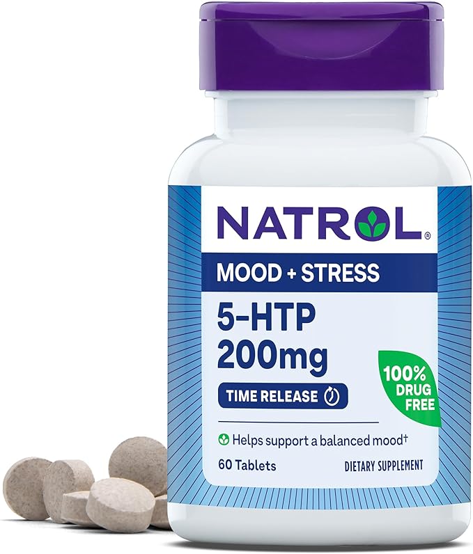 Natrol 5-HTP 200mg, Dietary Supplement Helps Support a Balanced Mood, 60 Time Release Tablets, 60 Day Supply-StrideForce Fitness